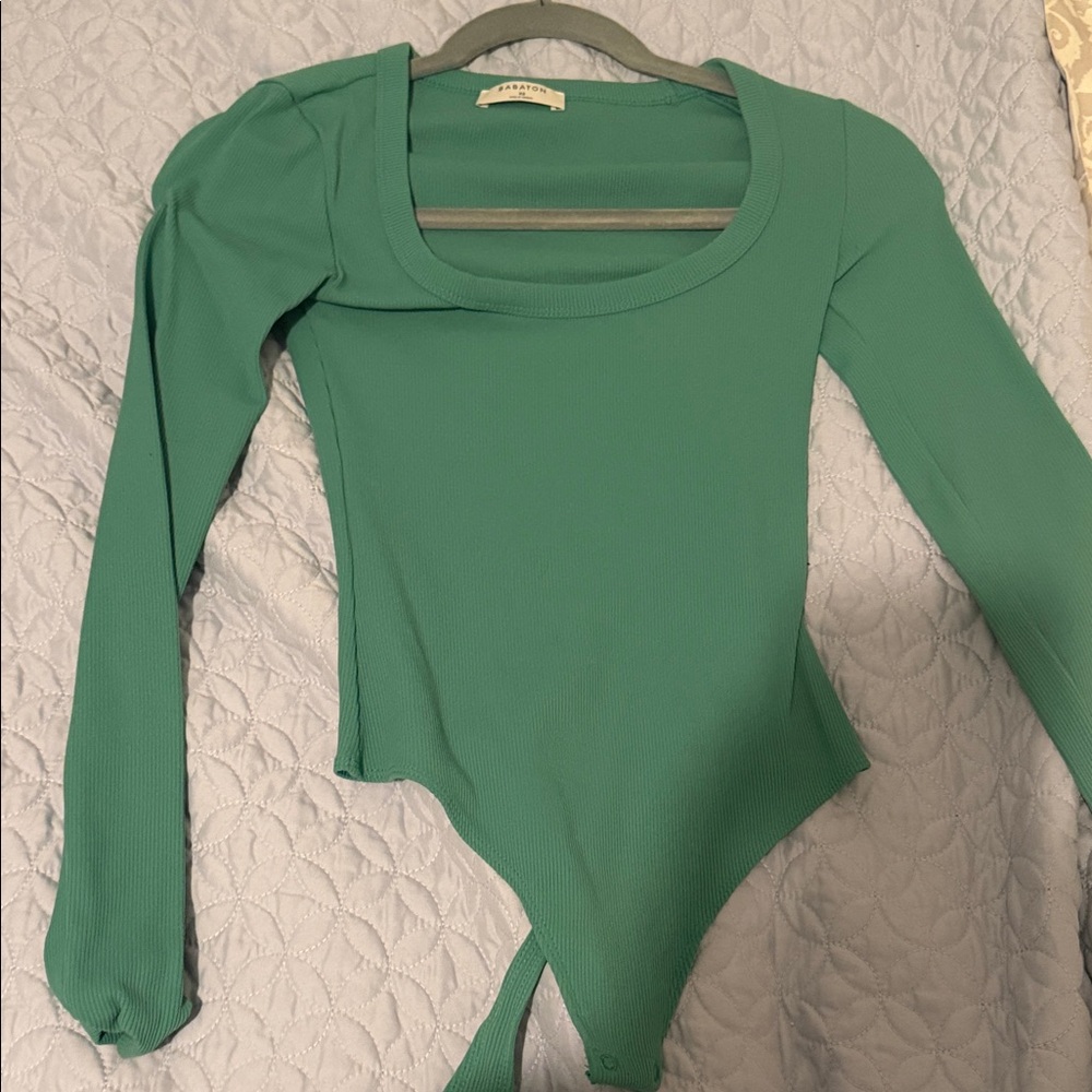 Babaton Teal Long Sleeve Bodysuit